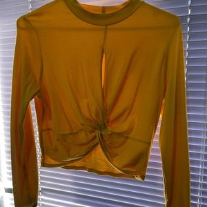Mustard long sleeve crop top sexy